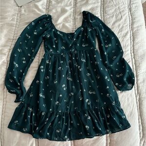 Abercrombie & Fitch Sheer Sleeve Mini Babydoll Floral Dress SMALL S
